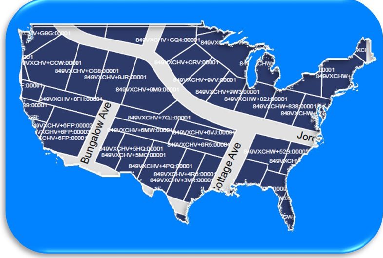 Map with National Parcel numbers with blue background